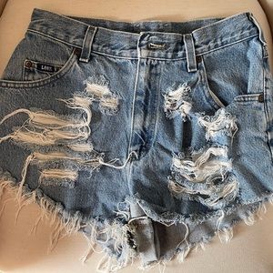 VINTAGE LEE distressed cutoff denim shorts